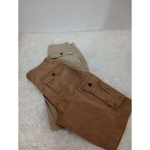 Arizona Jeans Two Shorts  Khaki Beige Cargo Pockets Classic Fit Size 26